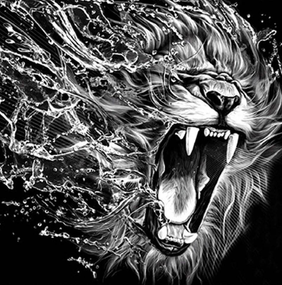 Lion de l'Eau Broderie Diamant