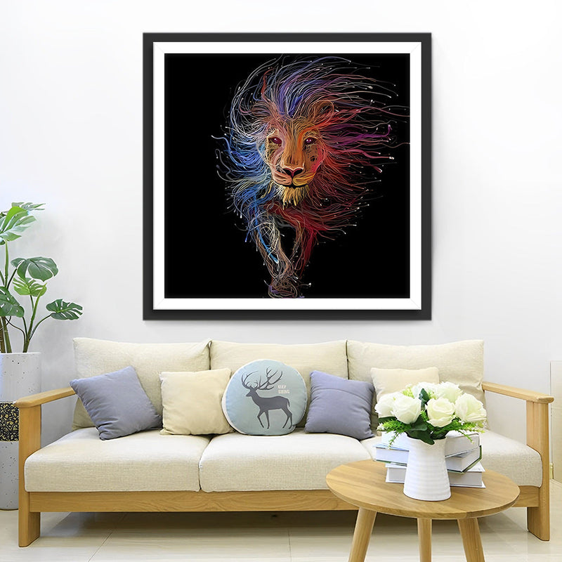 Lion de Ligne Broderie Diamant