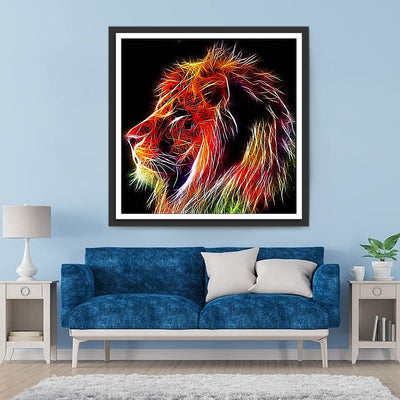 Lion de Ligne Sérieux Broderie Diamant