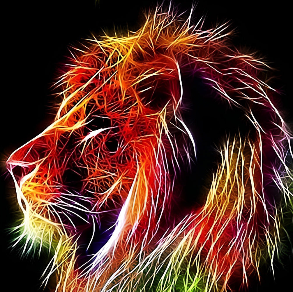 Lion de Ligne Sérieux Broderie Diamant