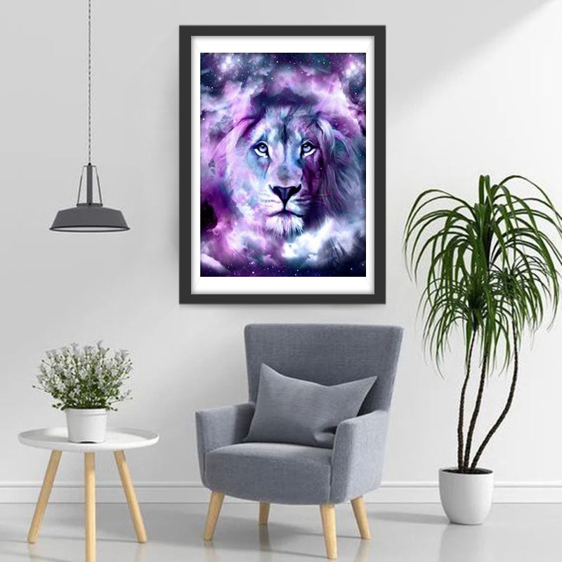 Lion de Nuage Violet Broderie Diamant