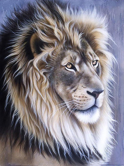 Lion Doré à la Crinière Longue Broderie Diamant