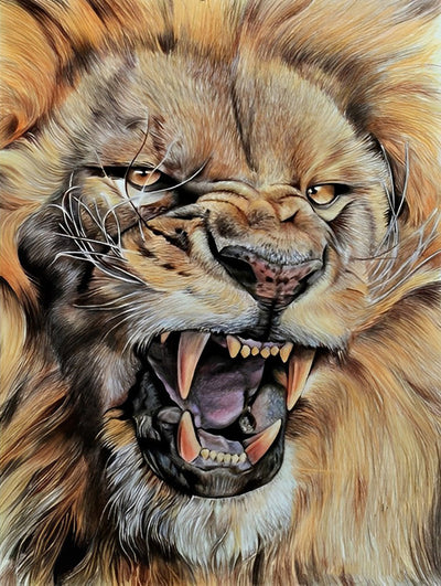 Lion en Colère Broderie Diamant
