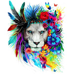 Lion, Fleurs et Plumes Broderie Diamant