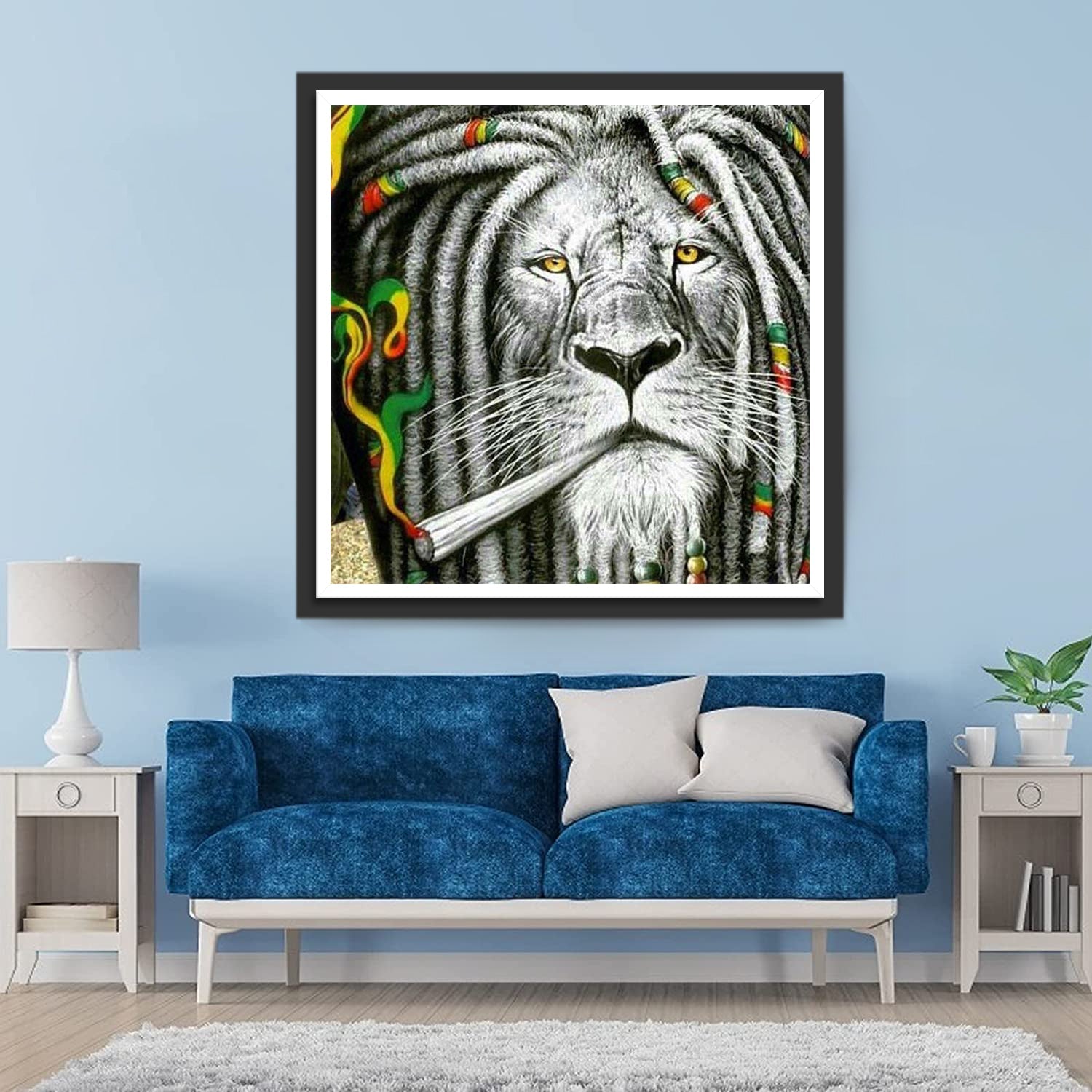 Lion Fumant Broderie Diamant