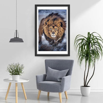 Lion Marchant Broderie Diamant