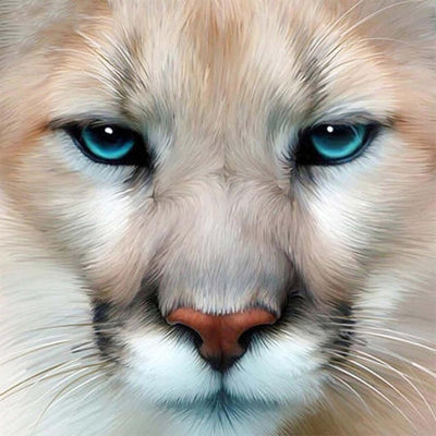 Lionne Dorée aux Yeux Bleus Broderie Diamant