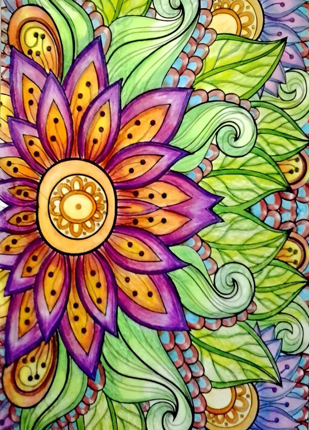 Lotus Dessiné Broderie Diamant