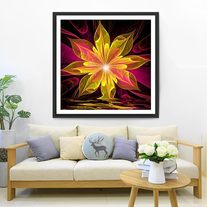 Lotus Doré Abstrait Broderie Diamant