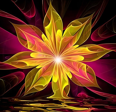 Lotus Doré Abstrait Broderie Diamant