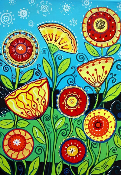 Lotus Multicolores Dessinés Broderie Diamant
