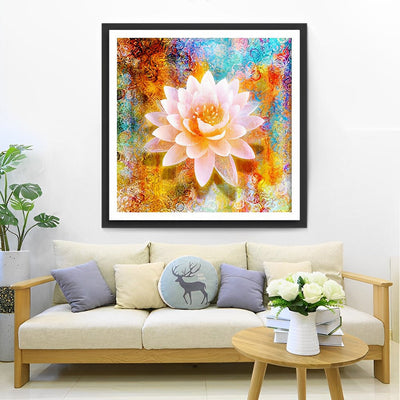 Lotus Rose Dessiné Broderie Diamant
