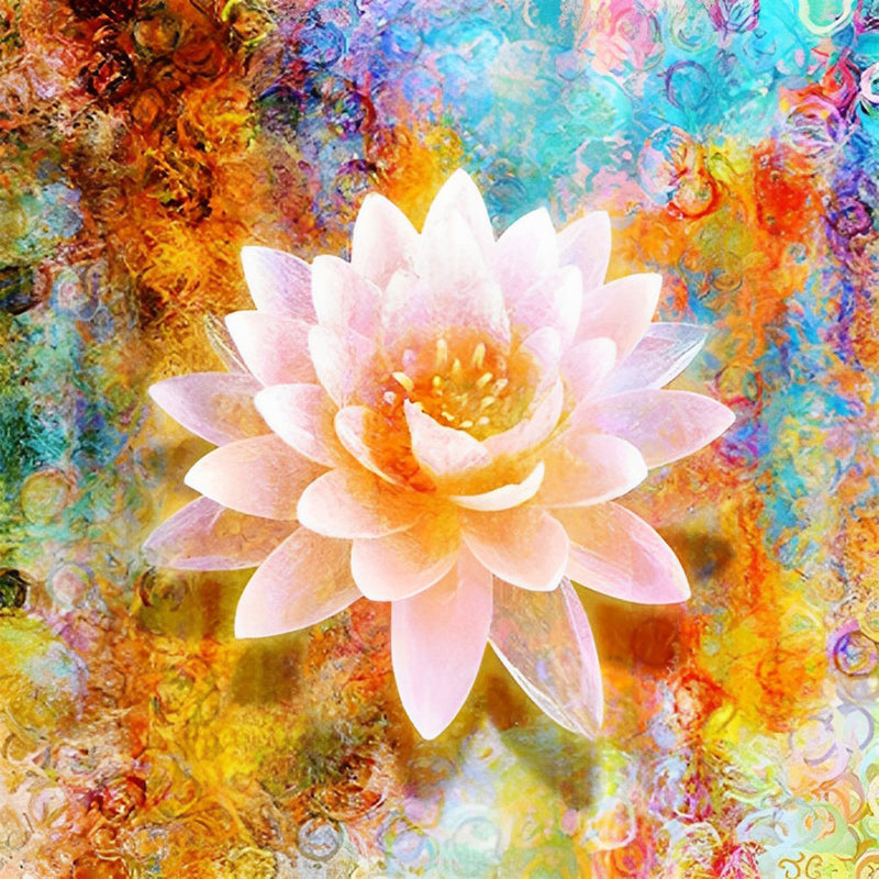 Lotus Rose Dessiné Broderie Diamant