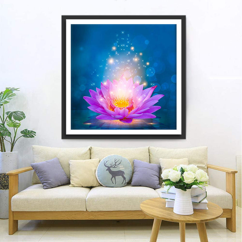 Lotus Rose Lumineux Broderie Diamant