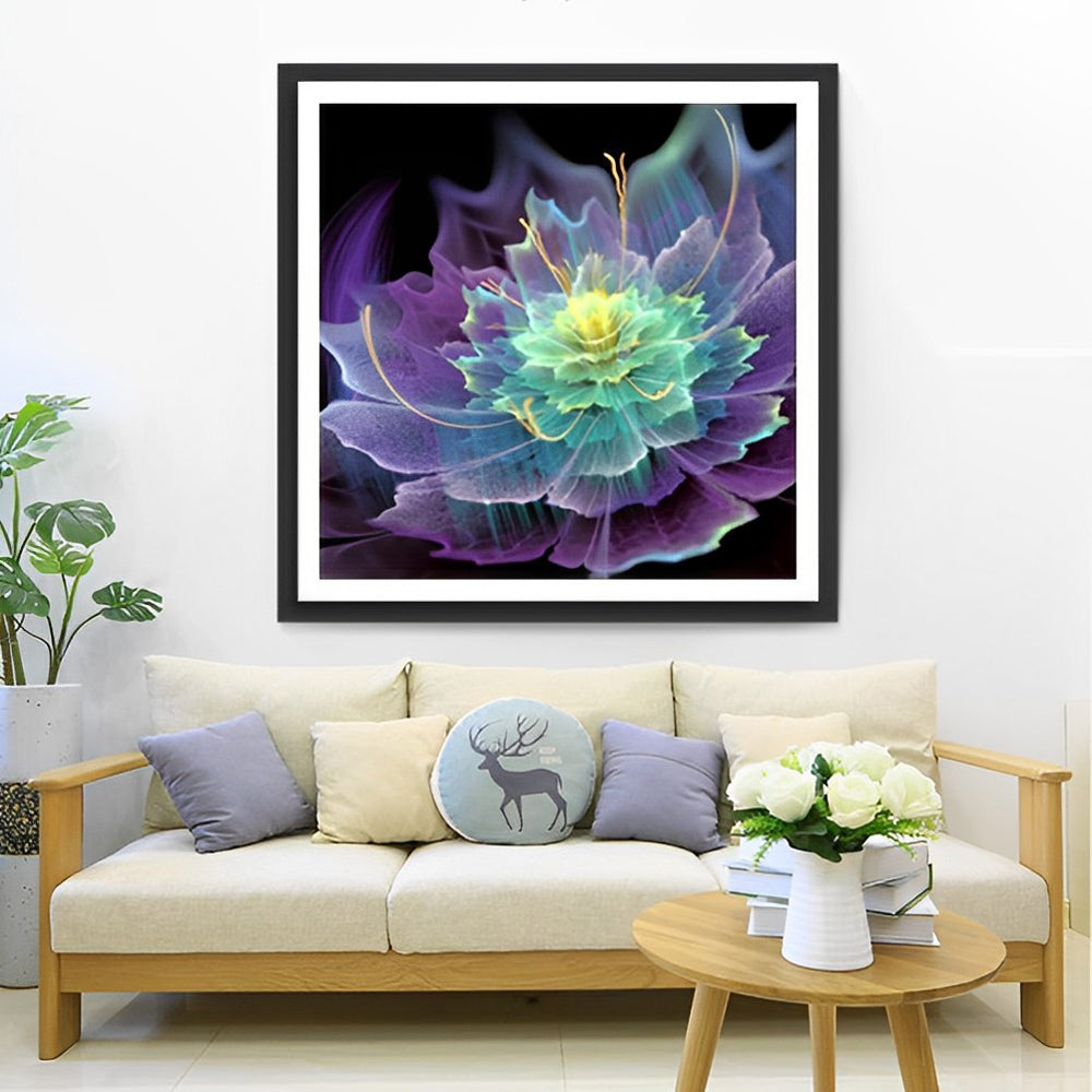 Lotus Vert et Violet Fantastique Broderie Diamant
