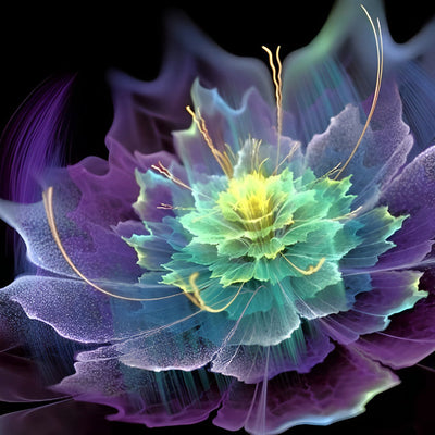 Lotus Vert et Violet Fantastique Broderie Diamant