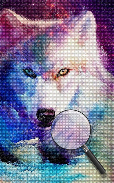Loup Blanc et Nuages Magnifiques Broderie Diamant