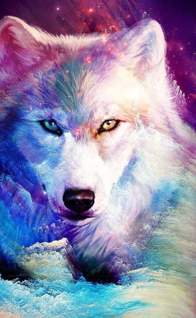 Loup Blanc et Nuages Magnifiques Broderie Diamant