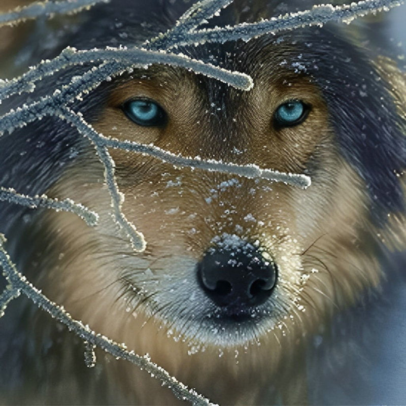Loup Brun et Noir Broderie Diamant