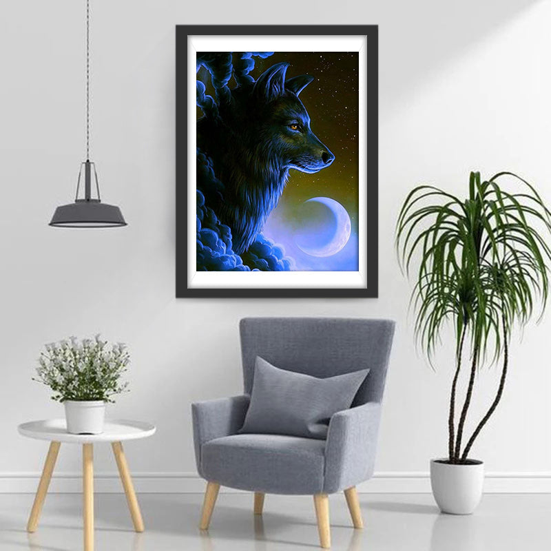 Loup de Lumière Bleue Broderie Diamant