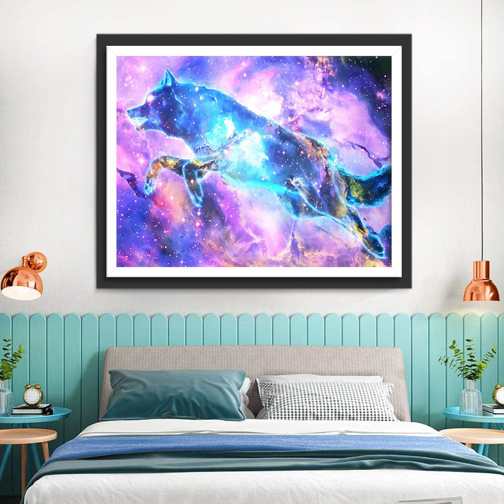 Loup de Lumière Bleue Broderie Diamant