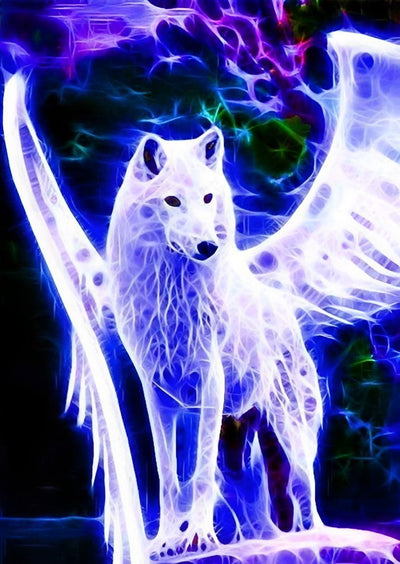 Loup de Lumière Violette Broderie Diamant