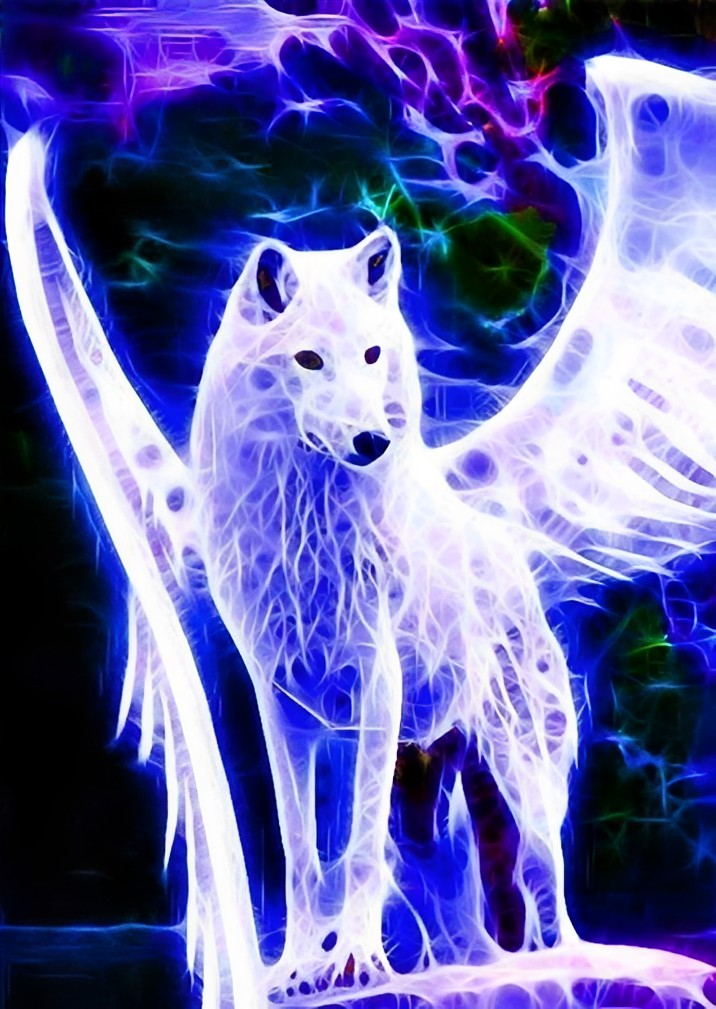 Loup de Lumière Violette Broderie Diamant