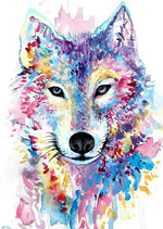 Loup en Couleurs Multiples de l'Aquarelle Broderie Diamant