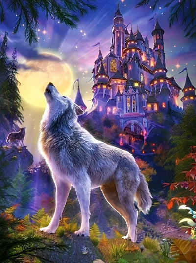Loup et Château Broderie Diamant