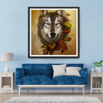 Loup et Feuilles d'Erable Broderie Diamant