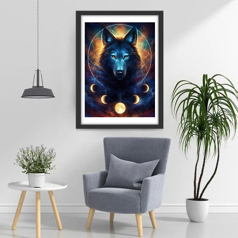 Loup et Lunes Broderie Diamant