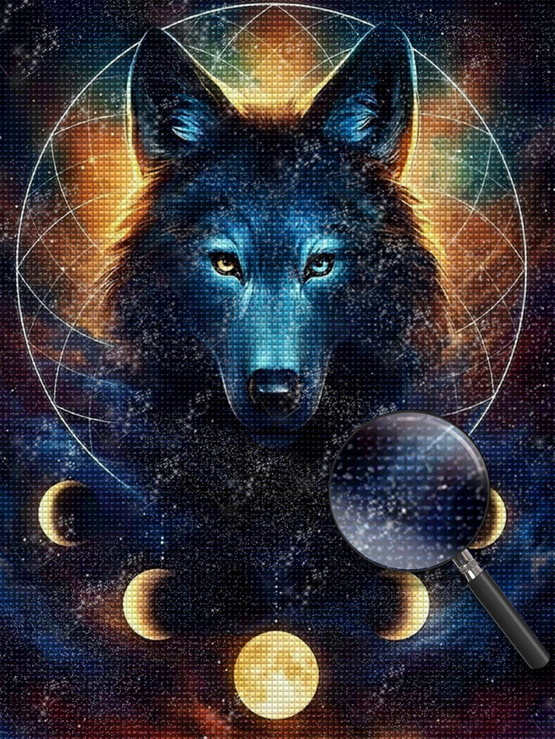 Loup et Lunes Broderie Diamant