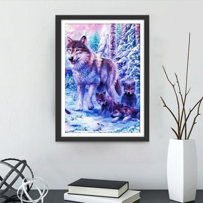 Loup et Ses Louveteaux Broderie Diamant