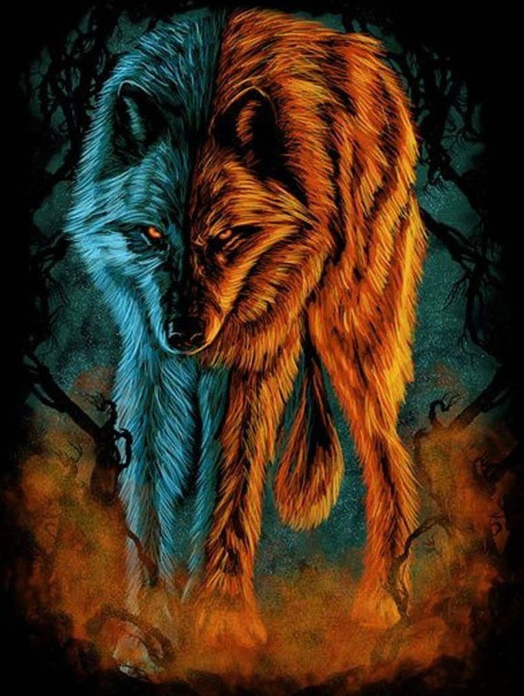 Loup Féroce Broderie Diamant