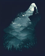 Loup Hurlant Vers la Lune Broderie Diamant