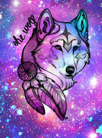 Loup Violet de Lignes Broderie Diamant