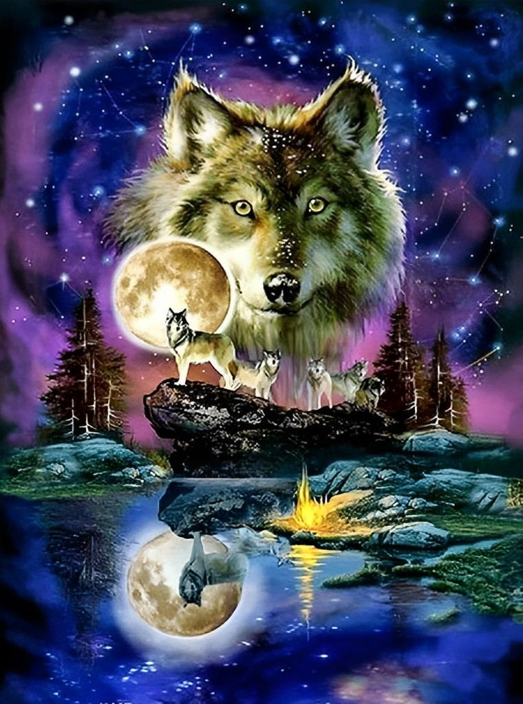 Loups Magnifiques Animal Broderie Diamant