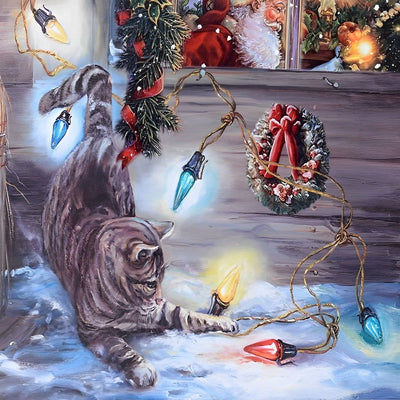 Lumières Colorées et Chaton Broderie Diamant