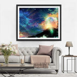 Lune Claire et Étoiles Filantes Broderie Diamant