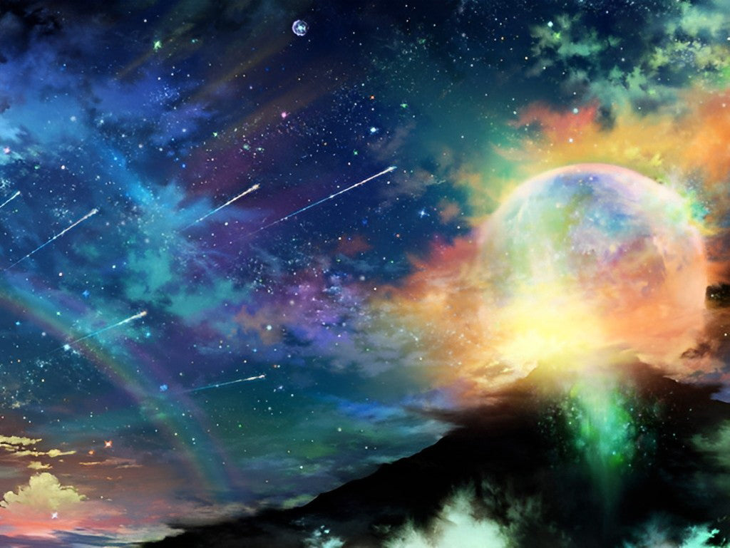 Lune Claire et Étoiles Filantes Broderie Diamant