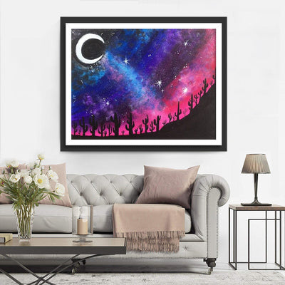 Lune et Cactus Broderie Diamant