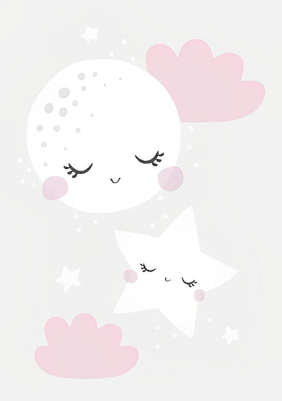Lune et Etoiles en Dessin Animé Broderie Diamant