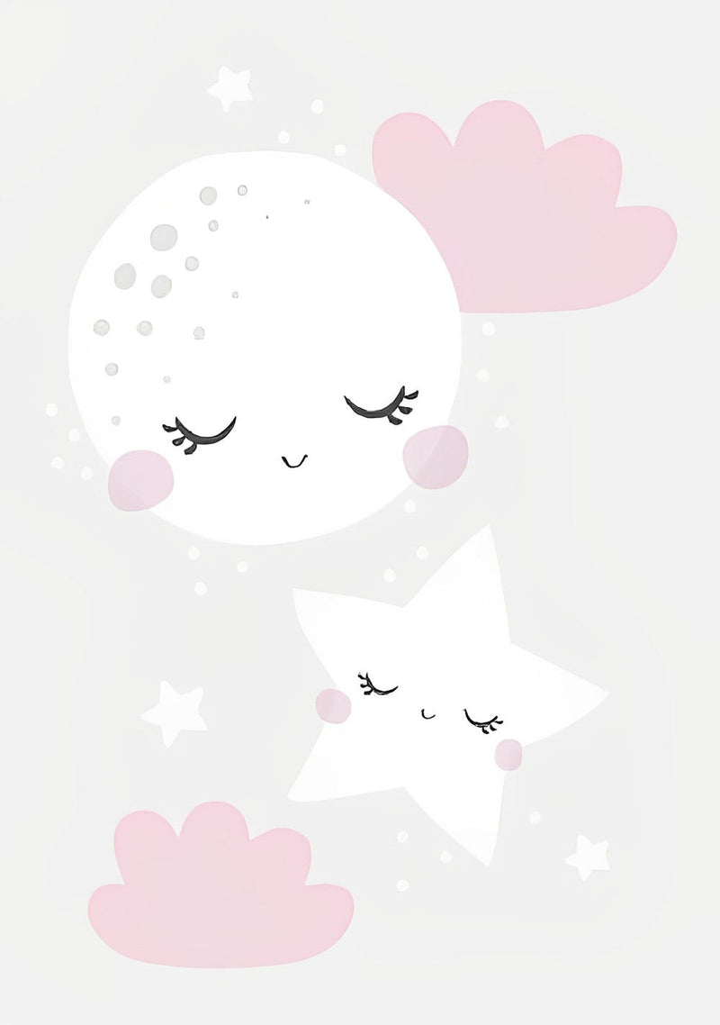 Lune et Etoiles en Dessin Animé Broderie Diamant