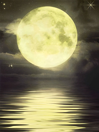 Lune et son Reflet dans la Mer Broderie Diamant