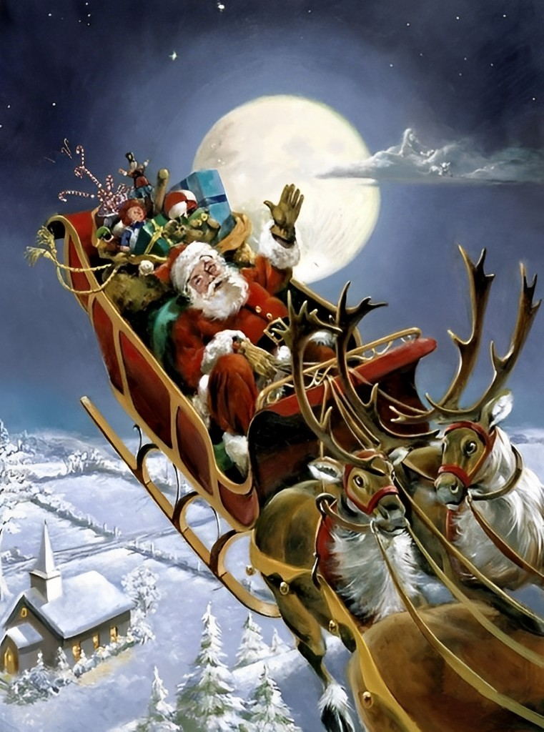 Luxueux Traîneau du Père Noël Broderie Diamant