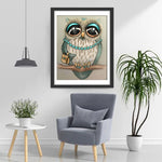 Madame Hibou Bleu et Blanc Broderie Diamant