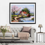 Maison avec une Porte Fleurie Broderie Diamant