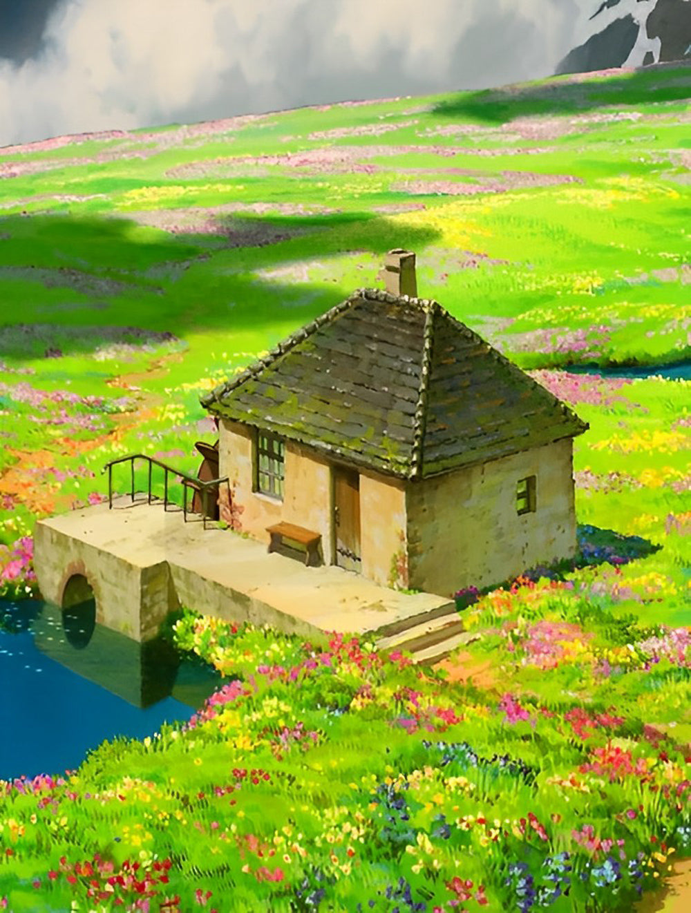 Maison et Pelouse Broderie Diamant