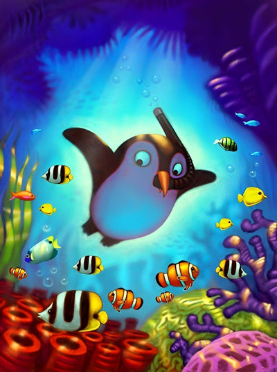 Manchot dans la Mer Broderie Diamant