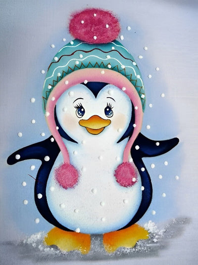 Manchot en Bonnet Vert Cartoon Broderie Diamant
